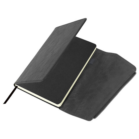 Ежедневник датированный 2026, А5, 145х213 мм, BRAUBERG "Jacket", под кожу, клапан, держатель, серый, 117403 - МСК «Форвард»