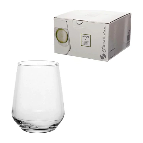 Стакан низкий, объем 425 мл, КОМПЛЕКТ 4 штуки, стекло, PASABAHCE "АЛЛЕГРА", фирменная подарочная упаковка, 41536 700594