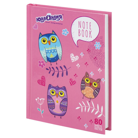 Блокнот МАЛЫЙ ФОРМАТ 110х147мм, А6, 80л, твердый, клетка, ЮНЛАНДИЯ, Совушки, 111618