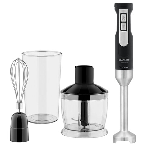 Блендер погружной SCARLETT SC-HB42F61, 1100 Вт, 25 скоростей, 3 насадки, стакан, черный 455848 - МСК «Форвард»