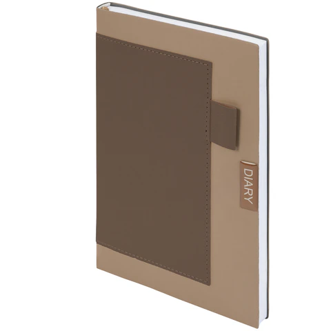 Ежедневник в наборе с ручкой А5, 144x210 мм, BRAUBERG "Style" под кожу, 160 листов, бежевый, 116861 - МСК «Форвард»