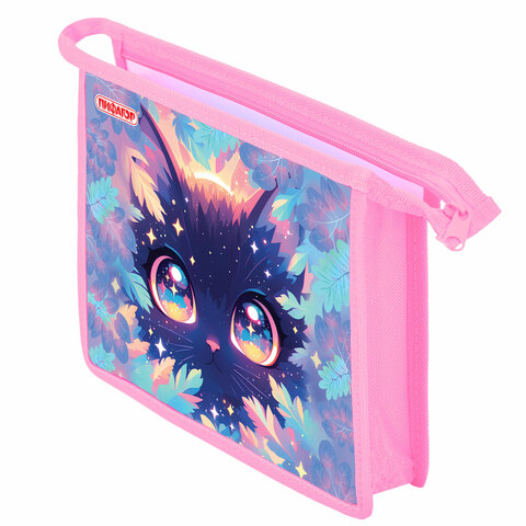 Папка для тетрадей ПИФАГОР А5, 1 отделение, пластик, на молнии, "Magic kitty", 273327 - МСК «Форвард»