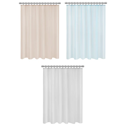 Шторка для ванной PEVA, 180х180 см, КОМПЛЕКТ 12шт кольца в комплекте, цвет ассорти (белый, голубой, коричневый), WBZ (ВБЗ), 700067