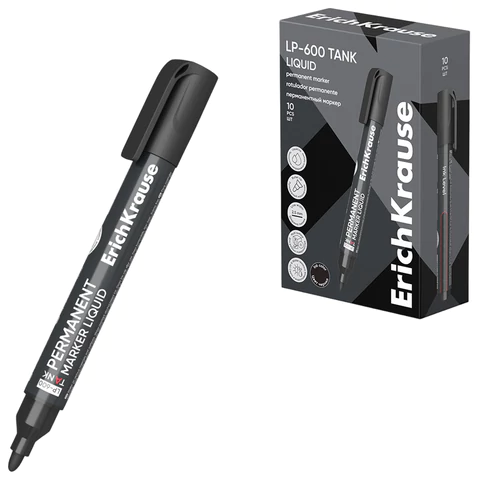 Маркер перманентный с жидкими чернилами ERICH KRAUSE LP-600 "Tank Liquid", ЧЕРНЫЙ, 2,5 мм, 48769 152663