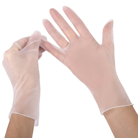 Перчатки виниловые смотровые 50 пар (100 штук), размер L (большой), прозрачные, SFM, Германия 631522 Честный знак! - МСК «Форвард»