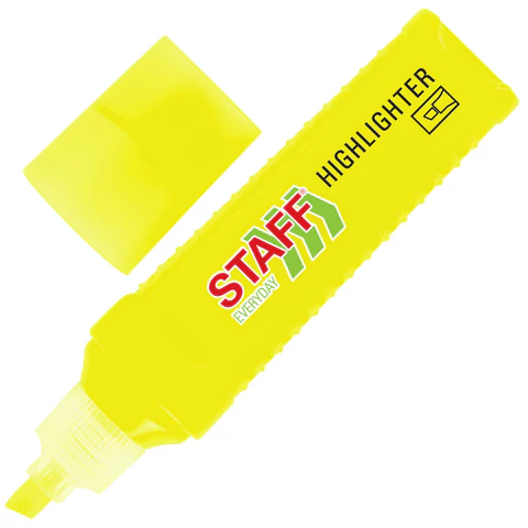 Текстовыделитель STAFF "EVERYDAY HL-707", ЖЕЛТЫЙ, линия 1-5 мм, скошенный наконечник, 152542