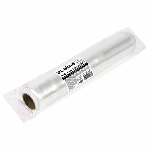 Пленка пищевая ПЭ 300мм х 200м, ГАРАНТИРОВАННАЯ ДЛИНА, 6 мкм, вес 0,32кг+-5%, LAIMA, 605037