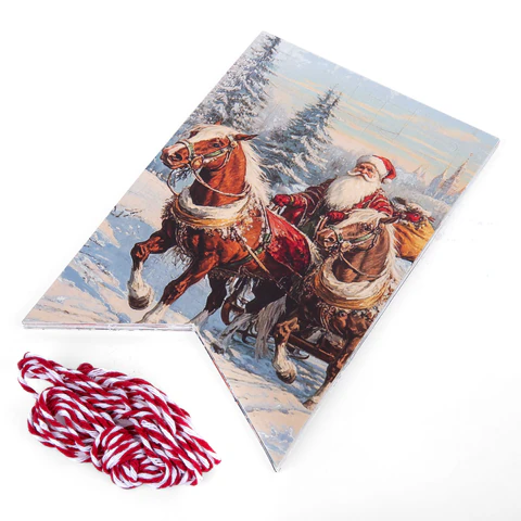 Гирлянда новогодняя "Ретро", 15 флажков, 10х15 см, картон, 2,5 м жгут, ЗОЛОТАЯ СКАЗКА, 592585 - МСК «Форвард»