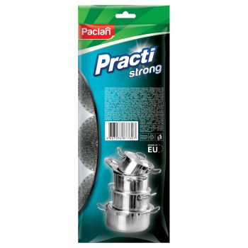 Губки (мочалки) металлические 14 г 7.5x7.5 см КОМПЛЕКТ 3штуки Paclan Strong 144338 - МСК «Форвард»