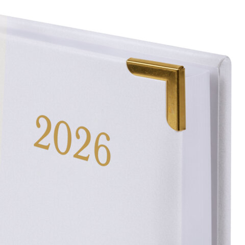 Ежедневник датированный 2026, А5, 138x213 мм, BRAUBERG "Senator", под кожу, белый, 117095 - МСК «Форвард»