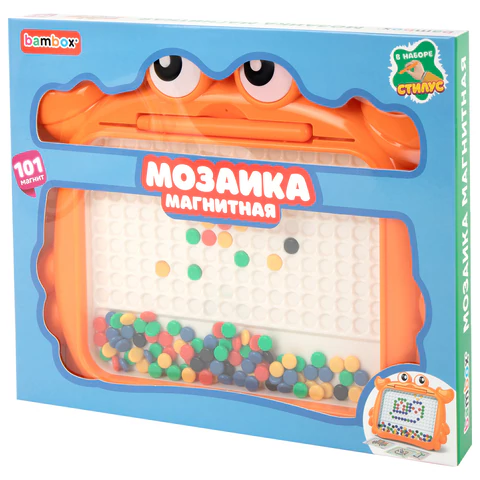 Мозаика магнитная развивающая для детей "Краб", стилус, 101 магнит, 10 карточек, BAMBOX (БАМБОКС), 665889