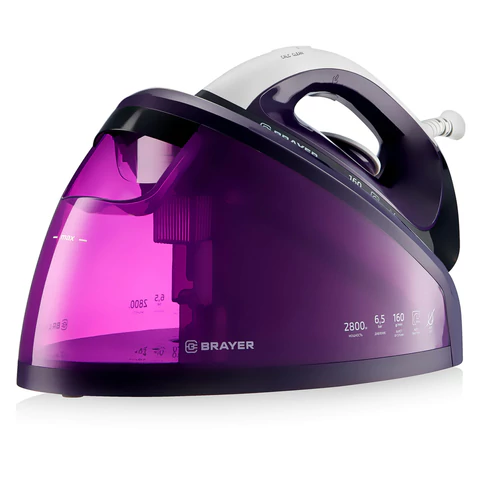 Парогенератор BRAYER BR4152, 2800 Вт, 6,5 Бар, пар 160 г/мин, паровой удар 480 г/мин, 1,8 л, фиолетовый 456613 - МСК «Форвард»
