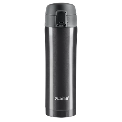 Термокружка 470 мл из нержавеющей стали SUS304, бесконечно темно-серый металлик, LAIMA, 608827