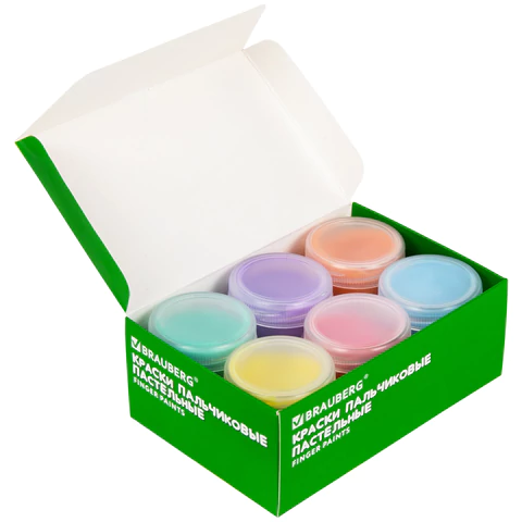 Краски пальчиковые пастельные для малышей от 1 года, 6 цветов по 40 мл, BRAUBERG KIDS, 192398 - МСК «Форвард»