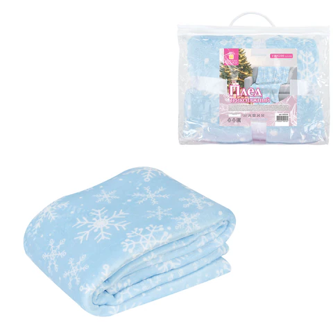 Плед новогодний, 150х200 см, "Снежинки", полиэстер, 210 г/м2, ЗОЛОТАЯ СКАЗКА, 592530 - МСК «Форвард»