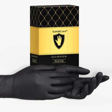 Перчатки нитриловые одноразовые 50 пар (100 штук), размер L (большой), черные, SAFE&CARE, ZN318 609425 - МСК «Форвард»
