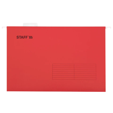 Подвесные папки A4/Foolscap (404х240 мм) до 80 л., КОМПЛЕКТ 10 шт., красные, картон, STAFF, 270936 - МСК «Форвард»