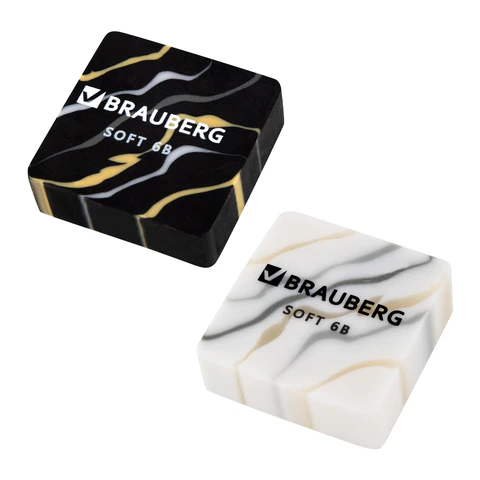 Ластики BRAUBERG "MARBLE", НАБОР 6 штук, 34х34х11 мм, квадратные, экологичный ПВХ, блистер, 272735 - МСК «Форвард»