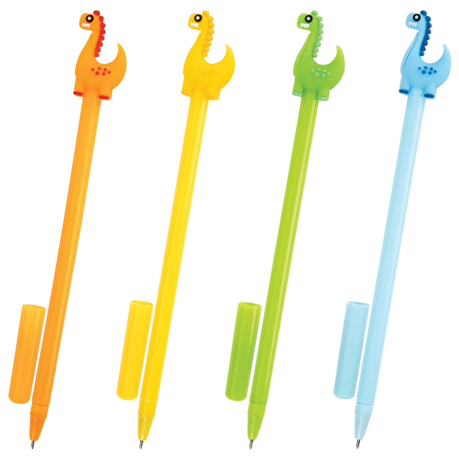 Ручка с топпером шариковая ЮНЛАНДИЯ "Динозаврик", КОМПЛЕКТ 12ШТ корпус ассорти, СИНЯЯ, узел 0,7мм, КОМПЛЕКТ 12шт. 143809