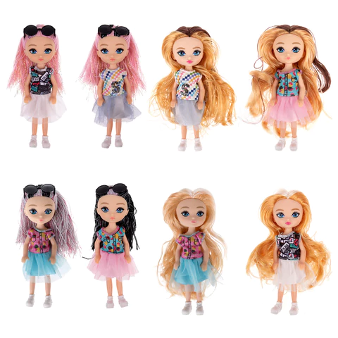 КУКЛА "Alisa GLOW GIRL", с гнущимися коленями, 15 см, КОМПЛЕКТ 8ШТ  АССОРТИ, 8 видов, 1TOY 666152 - МСК «Форвард»