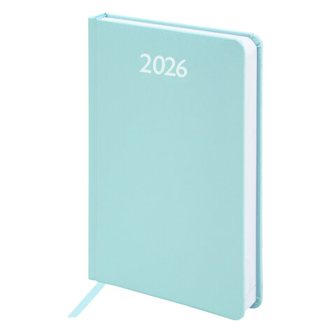 Ежедневник датированный 2026, А5, 138x213 мм, BRAUBERG "Profile", балакрон, мятный, 117074 - МСК «Форвард»
