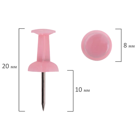 Силовые кнопки-гвоздики BRAUBERG PASTEL, пастельные цвета, 50 штук, 10 мм, 272758 - МСК «Форвард»