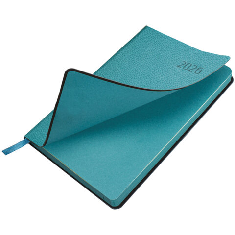 Ежедневник датированный 2026 А5 138x213 мм, BRAUBERG "Stylish", под кожу, гибкий, бирюзовый, 117098 - МСК «Форвард»