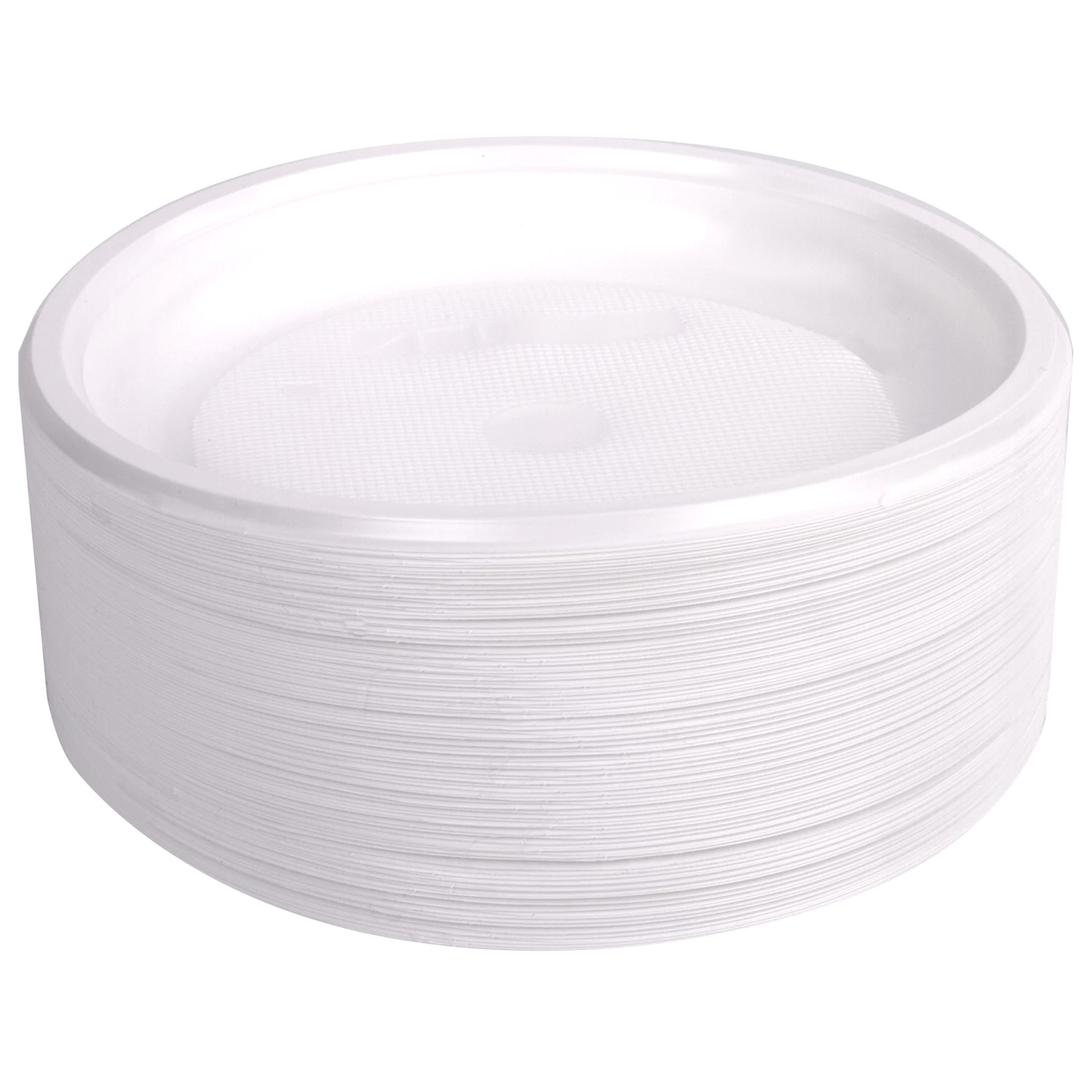 Одноразовые тарелки десертные, КОМПЛЕКТ 100шт, d=165мм, СТАНДАРТ, бел, ПП, хол/гор, LAIMA, 607388