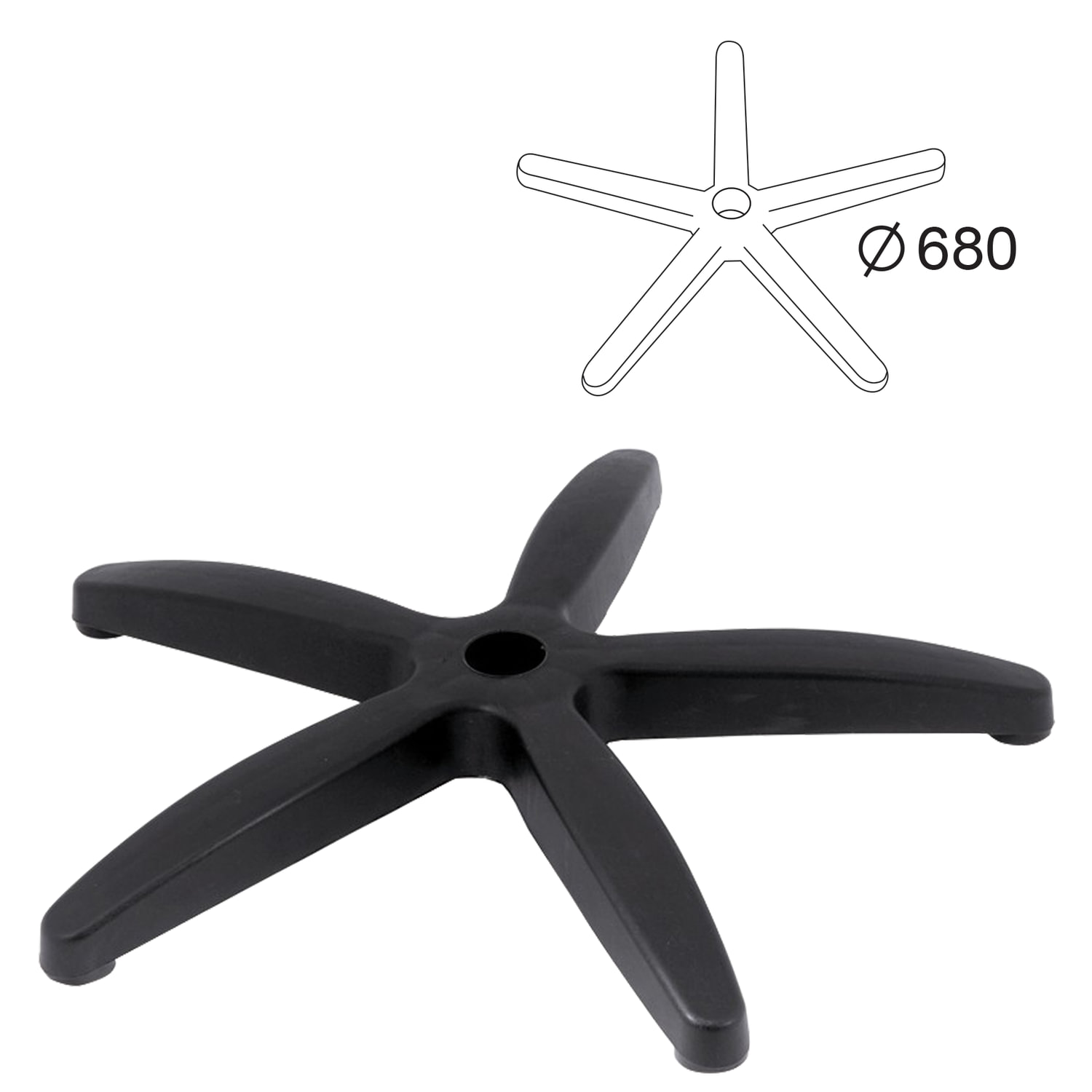 Пятилучие для кресла, нагрузка до 120 кг., диаметр 680мм., пластиковое, 531483