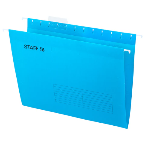 Подвесные папки А4 (350х240 мм), до 80 л., КОМПЛЕКТ 10 шт., синие, картон, STAFF, 270928