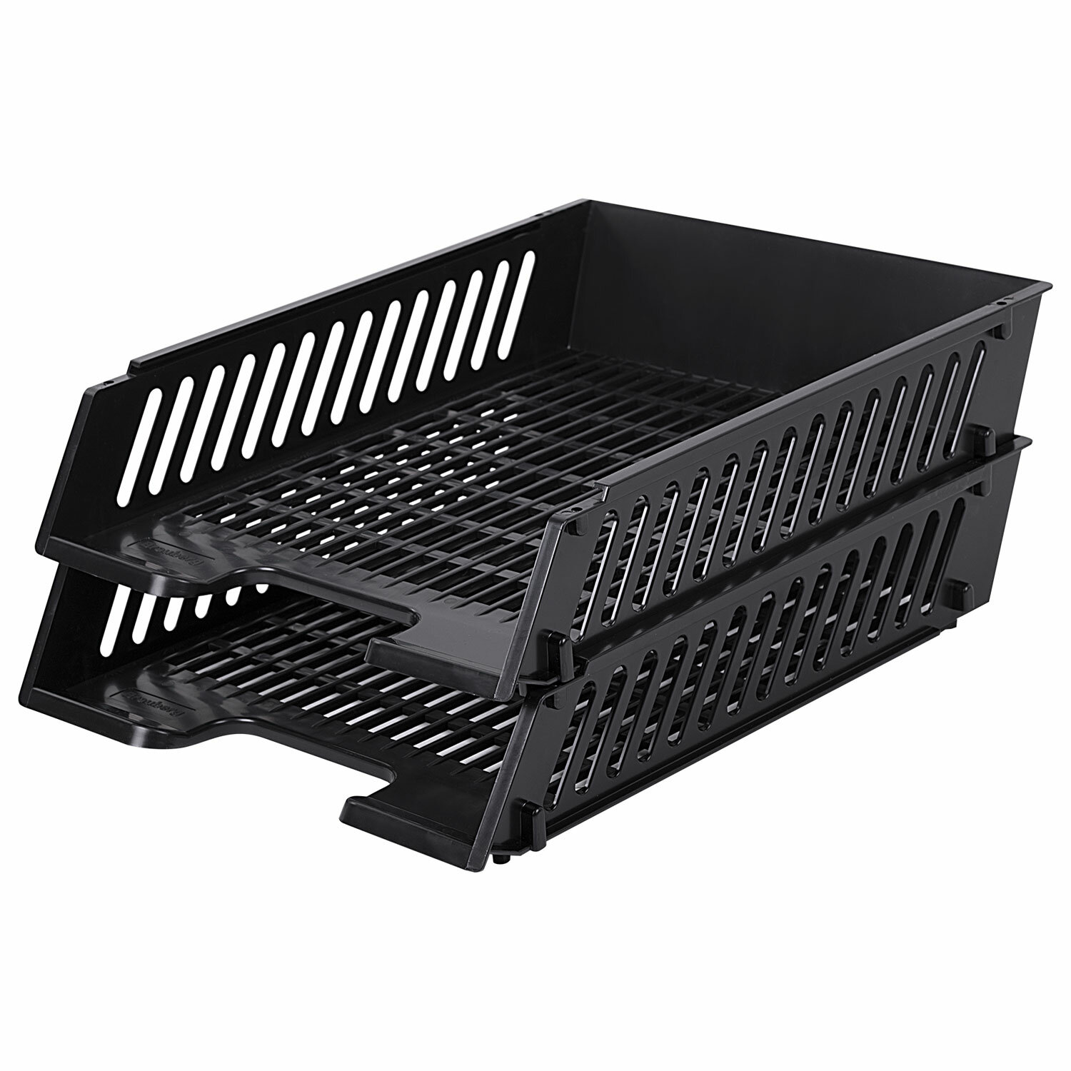 Лотки горизонтальные для бумаг, НАБОР 2 шт (358х272х138мм), сетчатые, черные, BRAUBERG-MAXI,231360