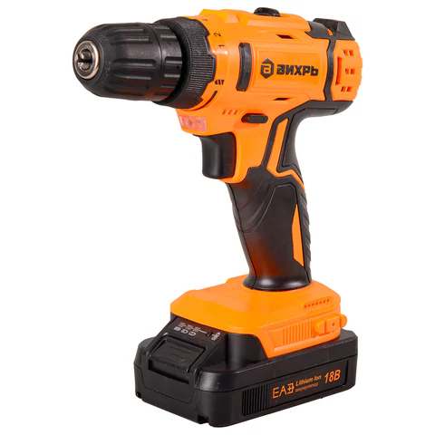 Дрель-шуруповерт безударная АККУМУЛЯТОРНАЯ, с двумя аккумуляторами 2 Ач, 18 В, ВИХРЬ ДА-18Л-2К, 72/14/9 671120 - МСК «Форвард»