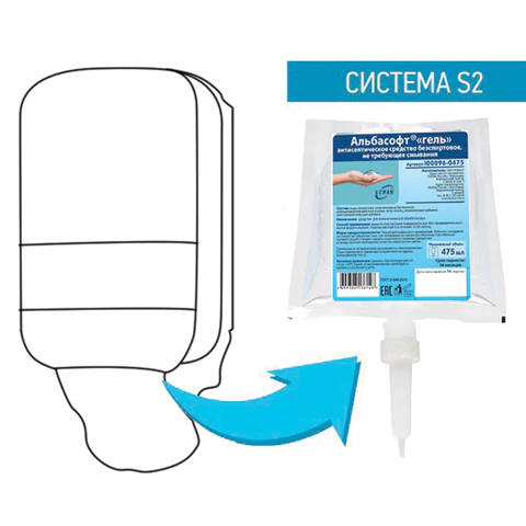 Картридж с жидким мылом-гелем для тела и волос одноразовый (Система S2), 0,475 л, KEMAN, 100026-0475 608334 - МСК «Форвард»