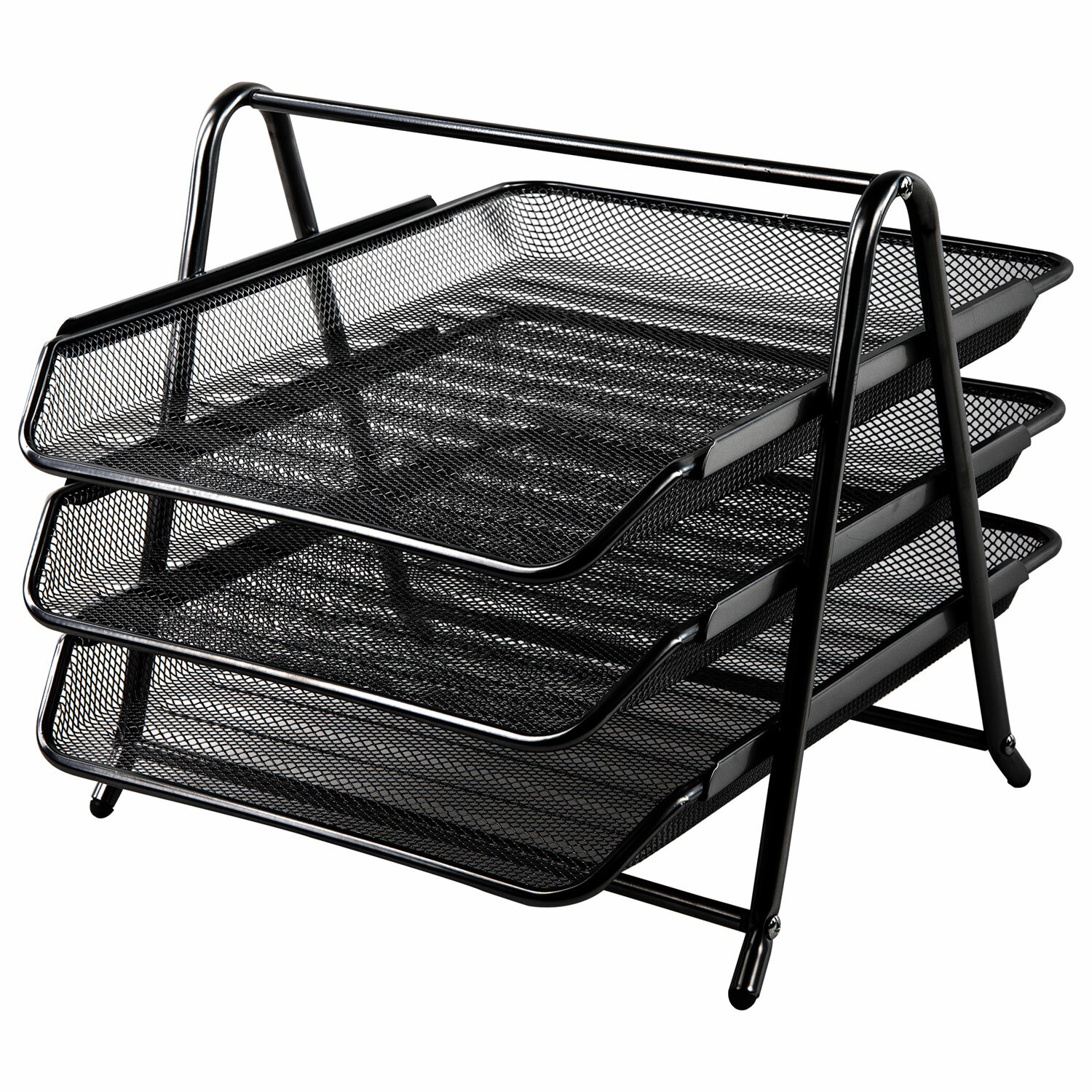 Лоток горизонтальный метал. для бумаг 3 секции BRAUBERG "Germanium",А4 (267х355х295мм),черный,231952