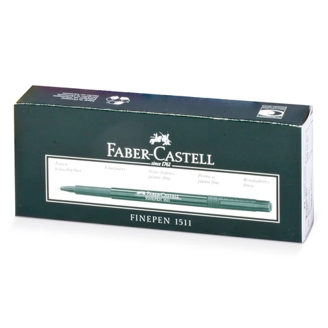 Ручка капиллярная (линер) FABER-CASTELL "Finepen 1511", СИНЯЯ, корпус темно-зеленый, линия письма 0,4 мм, 151151 140994 - МСК «Форвард»