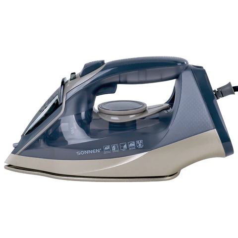 Утюг паровой SONNEN SI-6008, 2200 Вт, керамическое покрытие, антикапля, серебристый/золотой, 456998 - МСК «Форвард»