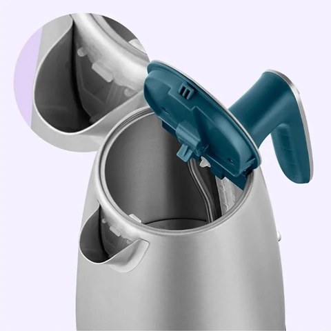 Чайник KITFORT КТ-8725, 1,7 л, 2200 Вт, закрытый нагревательный элемент, сталь/пластик, серебристый/бирюзовый 456022 - МСК «Форвард»