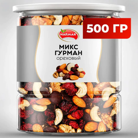 Ореховая смесь сушеная NARMAK "МИКС Гурман" с клюквой, изюмом, шоколадом, 500 г 623932