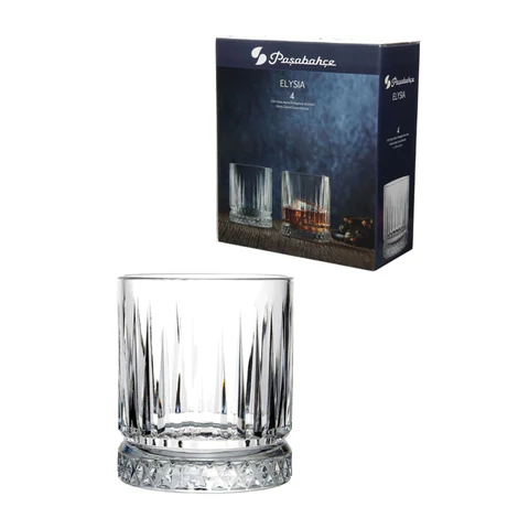 Стакан низкий, объем 355 мл, КОМПЛЕКТ 4 штуки, стекло, PASABAHCE "ЭЛИЗИЯ", фирменная подарочная упаковка, 520004 700593 - МСК «Форвард»