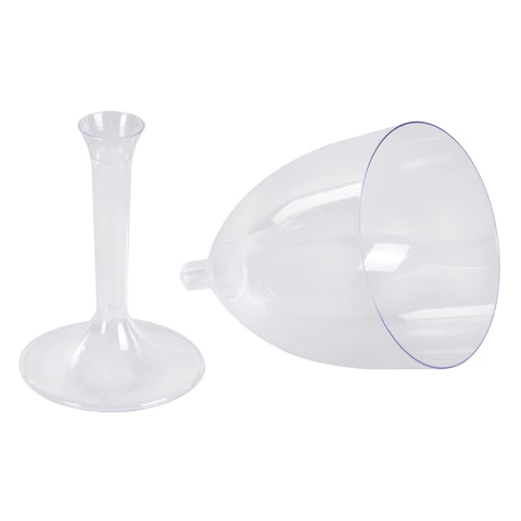 Бокал одноразовый 250 мл для вина КОМПЛЕКТ 100шт пластиковый, прозрачная высокая ножка, ВЗЛП, 1013 609218 - МСК «Форвард»