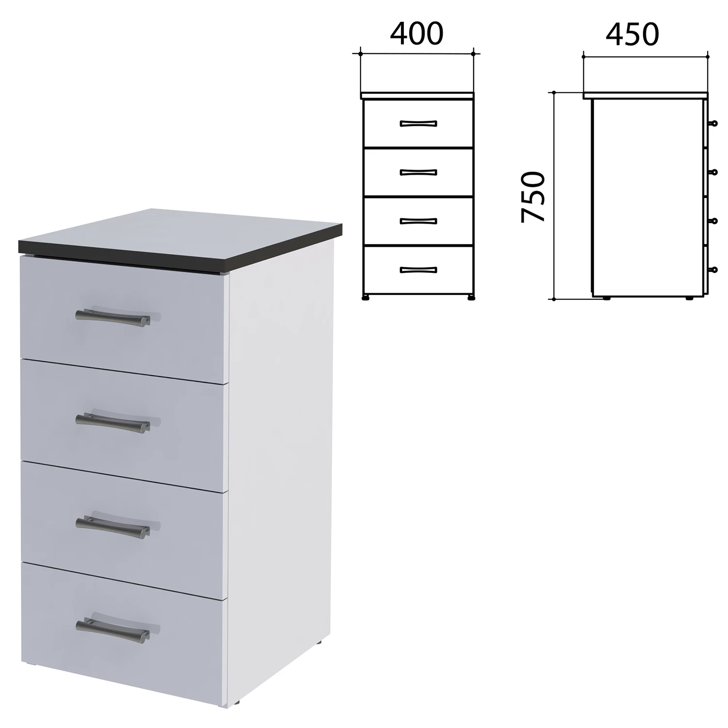 Тумба "Монолит", 400х450х750мм, цвет серый (КОМПЛЕКТ) 980065