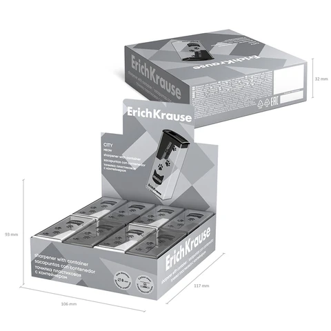 Точилка ERICH KRAUSE "City Meow", с контейнером, пластиковая, корпус ассорти, 61543 274249 минпромторг - МСК «Форвард»