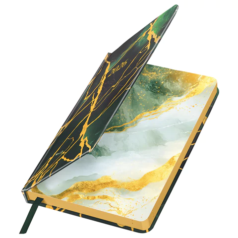 Ежедневник датированный 2026 А5 138x213 мм, BRAUBERG "Vista", под кожу, твердый, "Green marble", 117456 - МСК «Форвард»