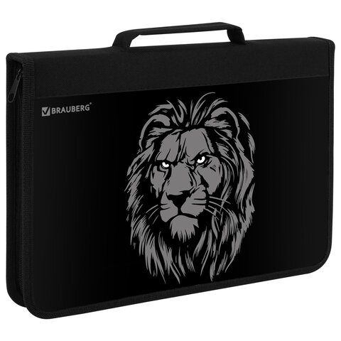 Папка на молнии BRAUBERG А4 с ручкой, с органайзером, 1 отделение, "Savage lion", 272218 - МСК «Форвард»