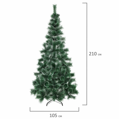 Ель новогодняя искусственная "Пушистая" 210 см, с инеем и шишками, зеленая, ЗОЛОТАЯ СКАЗКА, 592046 - МСК «Форвард»
