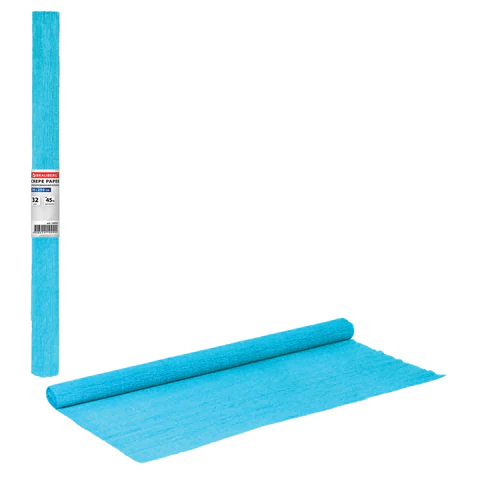 Бумага гофрированная/креповая, 32г/м2, 50х250см, голубая, в рулоне, BRAUBERG, 126534