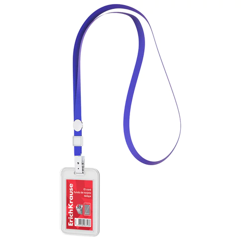 Бейдж вертикальный ERICH KRAUSE (54х85 мм), корпус прозрачный, цвет ленты синий, 63728 238996 - МСК «Форвард»