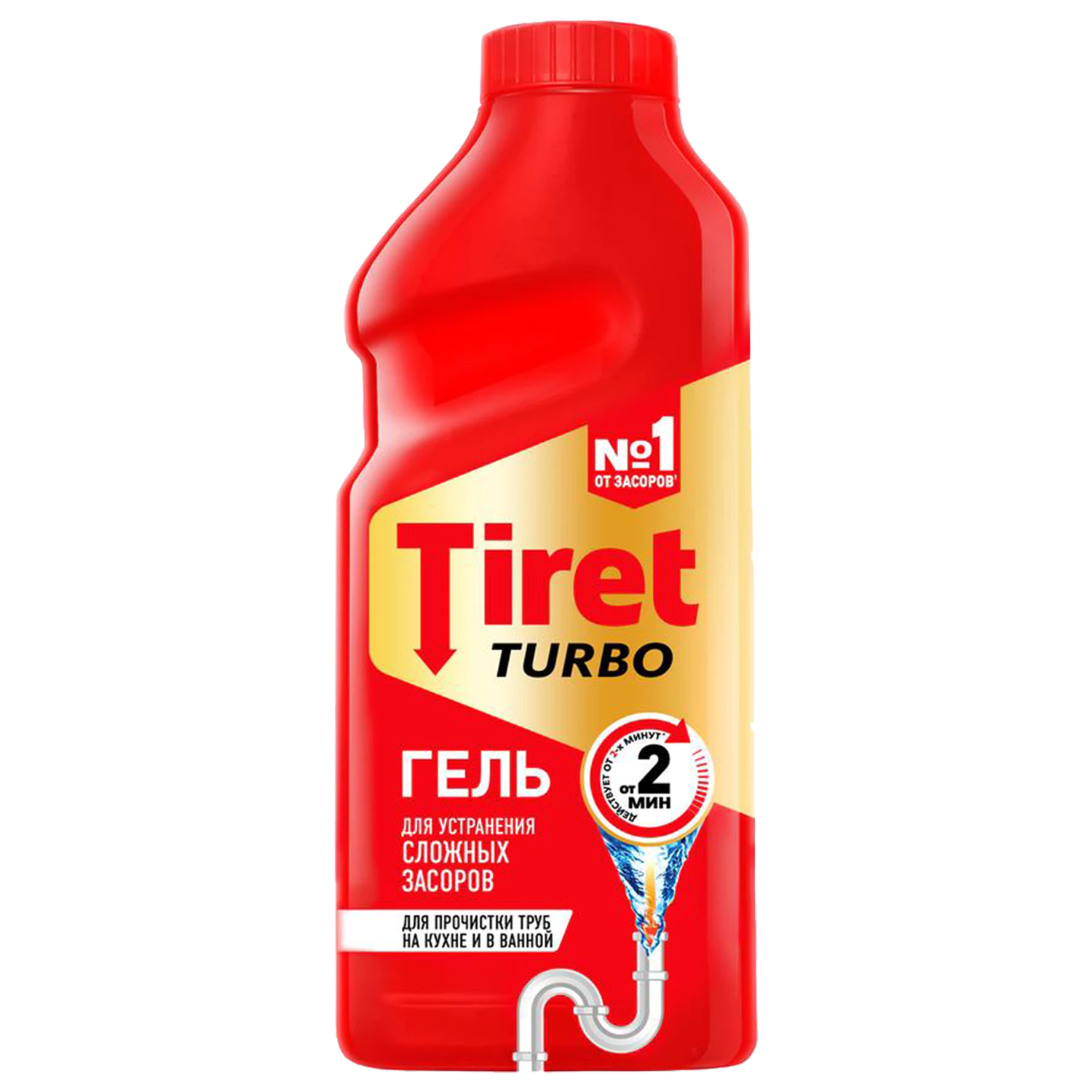 Средство для прочистки канализационных труб 500мл TIRET (Тирет) Turbo, гель, 8147369 602019