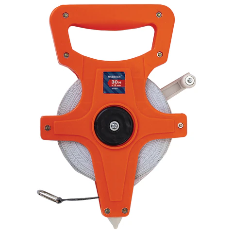 Рулетка геодезическая 30 м х 13 мм, лента фибергласс, открытый корпус, RABBITEX (РАББИТЕКС), 671367 - МСК «Форвард»
