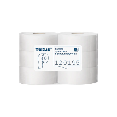 Бумага туалетная 525 м, БОЛЬШОЙ РУЛОН, Tellus/TORK (Система T1) UNIVERSAL, КОМПЛЕКТ 6 рулонов, 1-слойная,120195 124548 - МСК «Форвард»